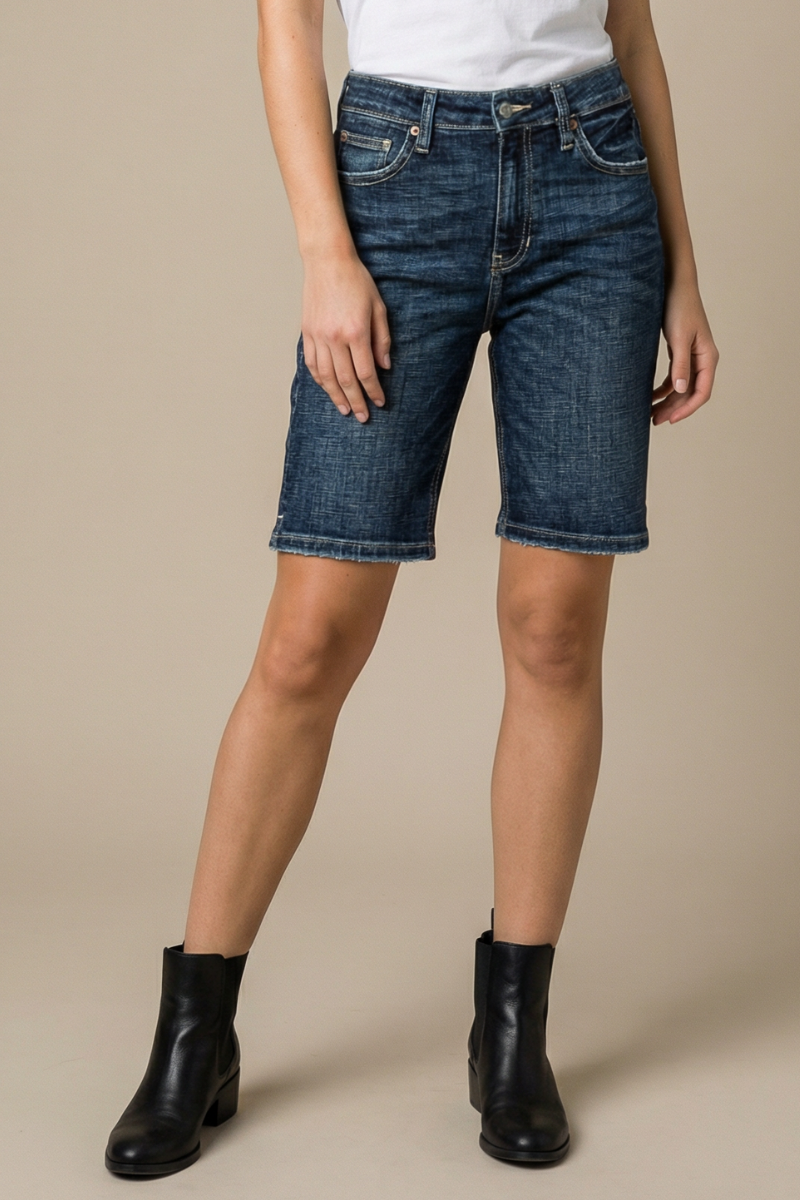 Celeste Dark Wash High Rise Bermuda Jeans