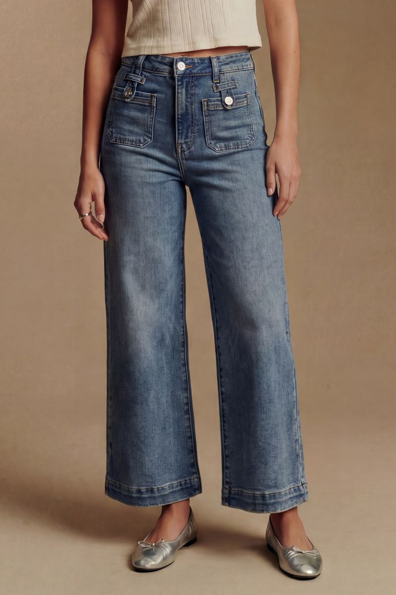 Aurelia Tummy Control High Rise Crop Palazzo Jeans