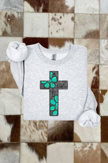 Turquoise Cross Sweatshirt
