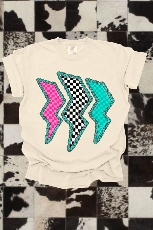 Checkered Lightning Graphic Tee