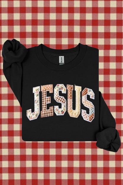 Faux Quilted Jesus Sweatshirt