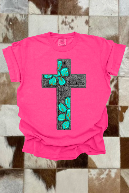 Turquoise Cross Graphic Tee