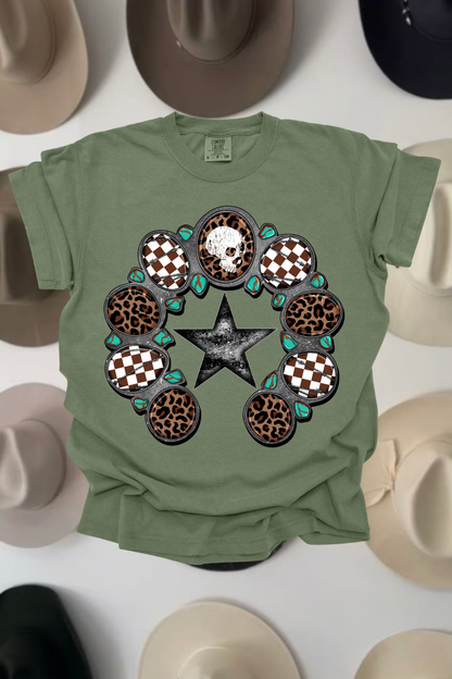 Turquoise & Cheetah Squash Graphic Tee