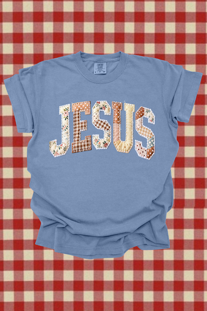 Faux Quilted Jesus Graphic Tee