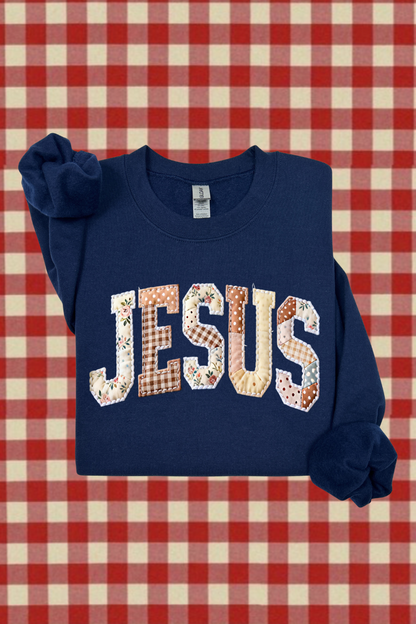 Faux Quilted Jesus Sweatshirt