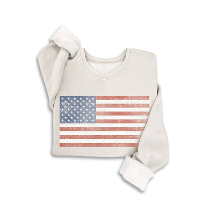 Vintage Americana Flag Fleece Sweatshirt