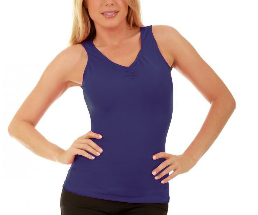 InstantFigure Activewear Compression Hi-Back Shirred Tank Top WA40011