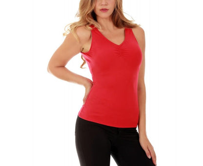 InstantFigure Activewear Compression Hi-Back Shirred Tank Top WA40011