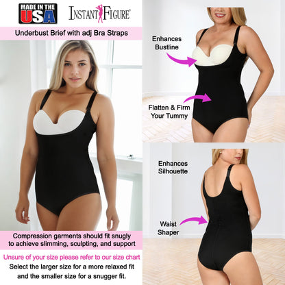 InstantFigure Plus Size Undersbust Brief with adj Bra Straps WBBS009C
