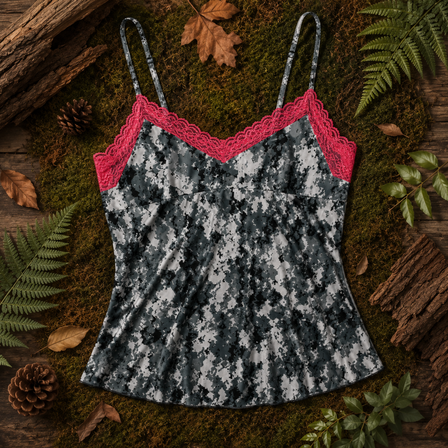 Women's Camo Lace Camisole - Envision Black Hunting Lingerie - Wilderness Dreams