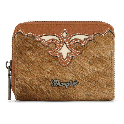 Wrangler Genuine Hair-On Cowhide Zip-Around Wallet