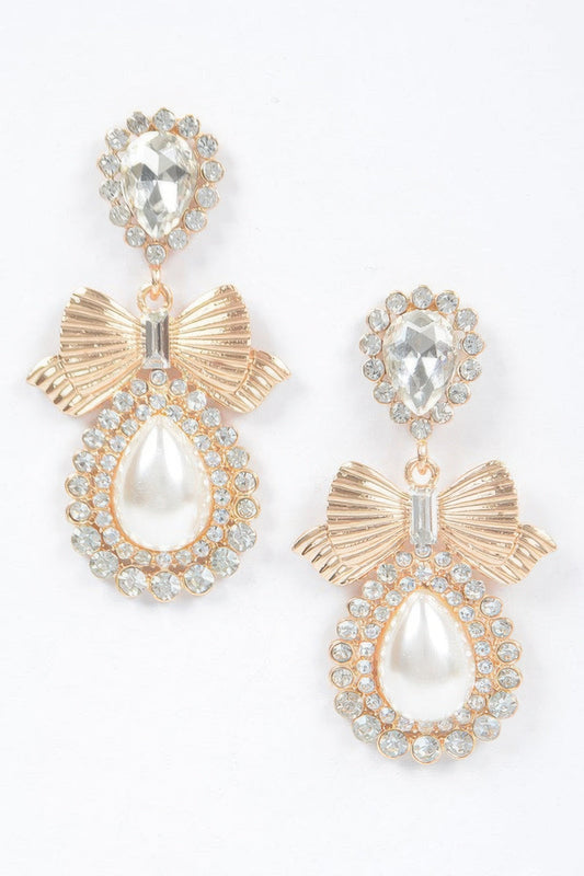Bow Faux Pearl Earring
