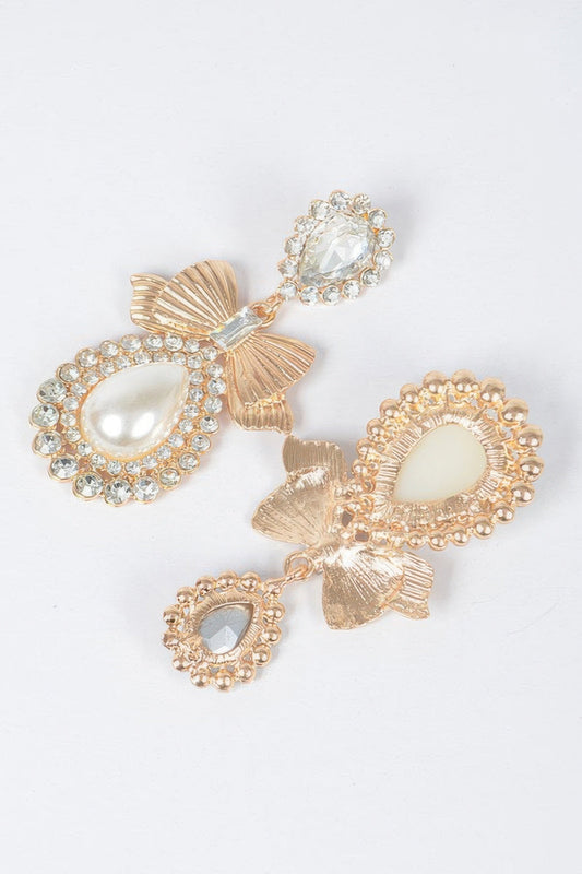 Bow Faux Pearl Earring