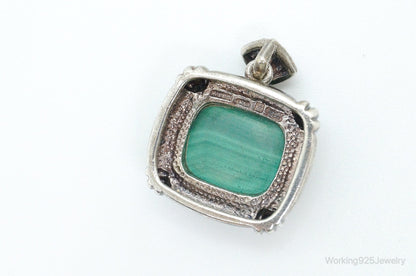 Large Vintage Malachite Sterling Silver Necklace Pendant