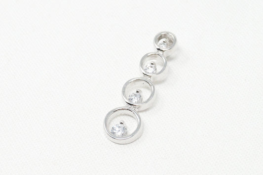 Vintage Art Deco Cubic Zirconia Circles Bubbles Sterling Silver Necklace Pendant