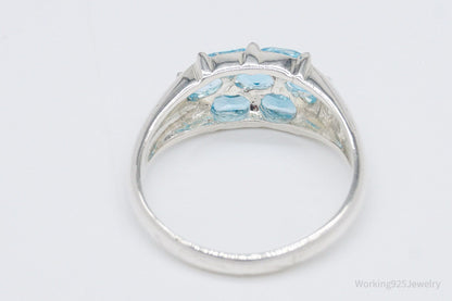 Vintage Blue Topaz Sterling Silver Ring - Size 10