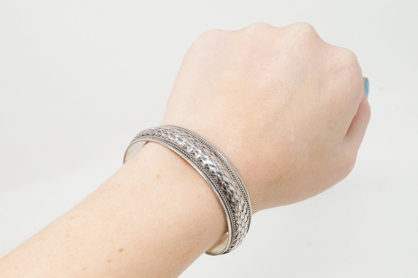 Vintage Designer FAS Basket Weave Braid Sterling Silver Southwestern Bracelet