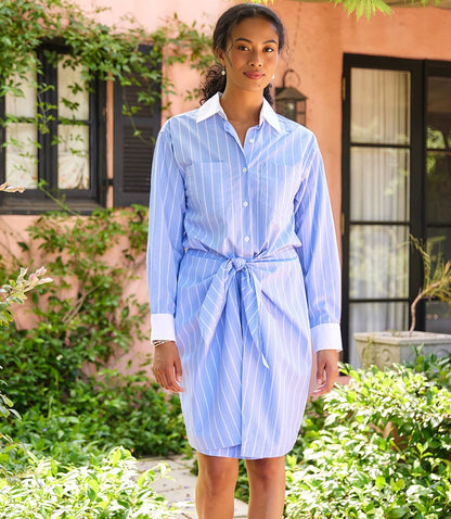 Stripe Faux Wrap Shirtdress