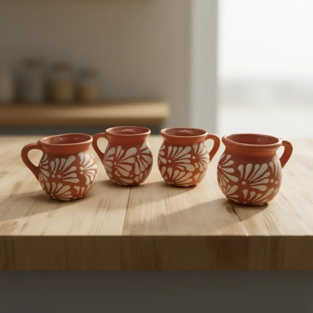 Mexican Clay Jarrito Mug | Handmade Brown Pottery Cup