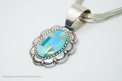 Vintage Designer Carolyn Pollack Relios Turquoise Sterling Silver Necklace