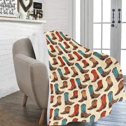 Got My Boots Western Micro Fleece Throw Blanket 60" x 80" Made in America