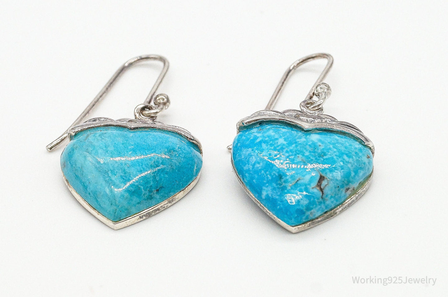 Designer SX Turquoise Hearts Sterling Silver Earrings