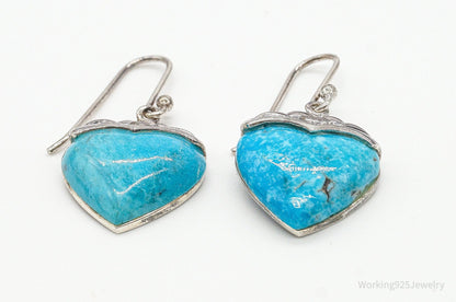 Designer SX Turquoise Hearts Sterling Silver Earrings