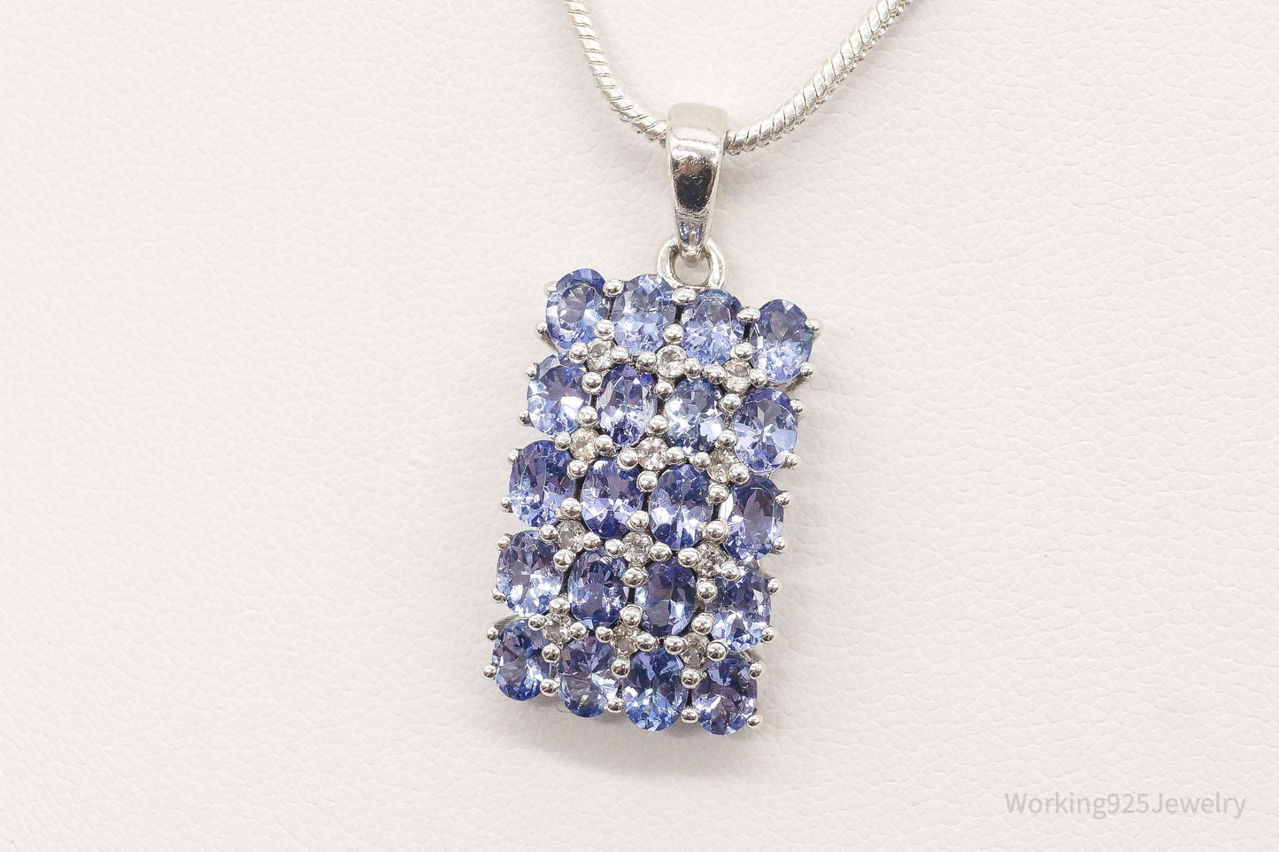 Vintage Designer TGGC Iolite Cubic Zirconia Sterling Silver Necklace