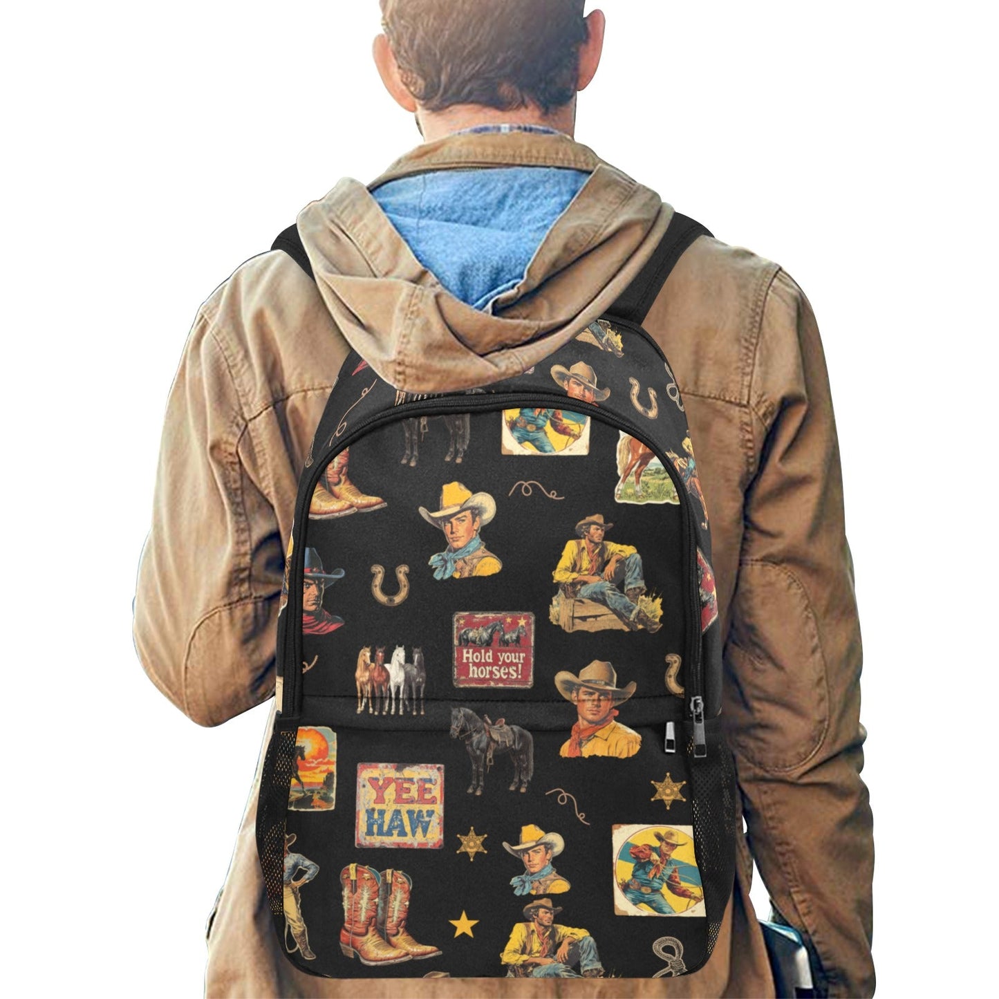 Vintage Cowboy Collage Western Backpack