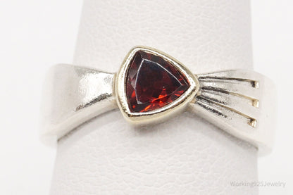 Vintage Garnet Gold Sterling Silver Ring - Size 6