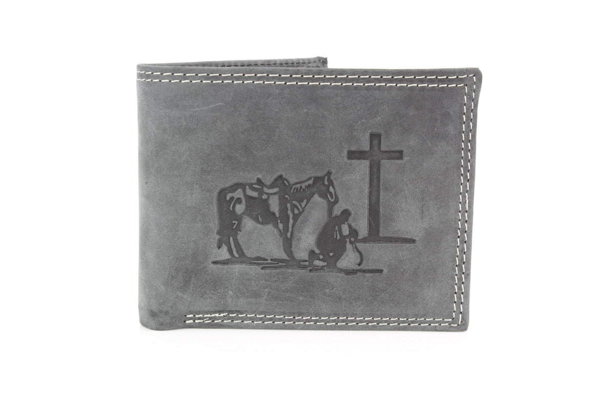 Praying Cowboy Leather Wallet | Branding Iron Western Wear