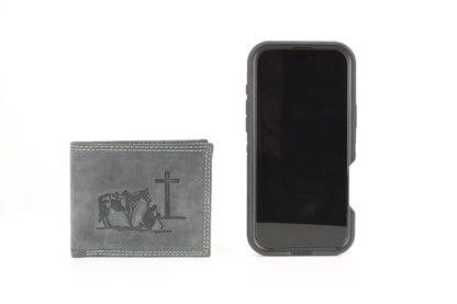 Praying Cowboy Leather Wallet | Branding Iron Western Wear