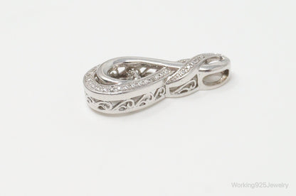Vintage Diamond Sterling Silver Necklace Pendant