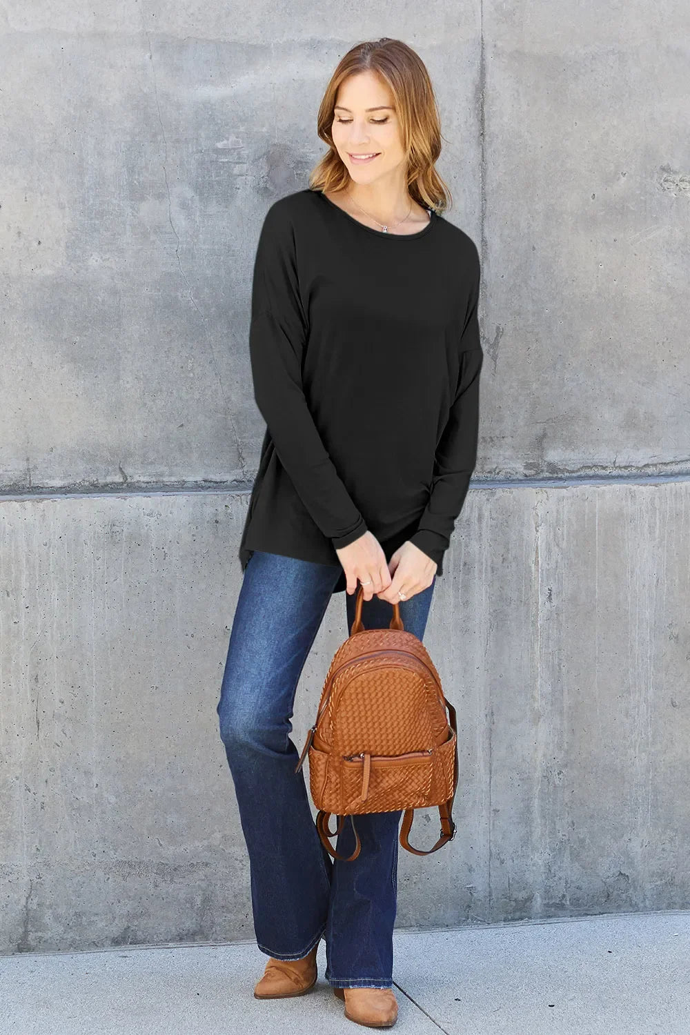 Basic Bae Full Size Relaxed Long Sleeve Tee