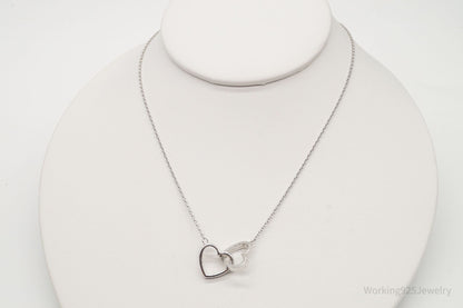 Vintage Designer FZN Linked Hearts Sterling Silver Necklace