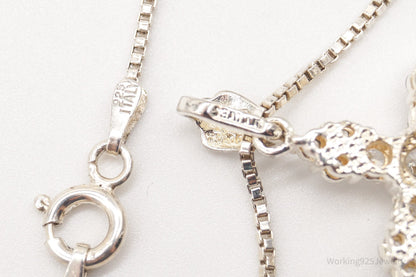 Vintage Cubic Zirconia Cross Sterling Silver Necklace