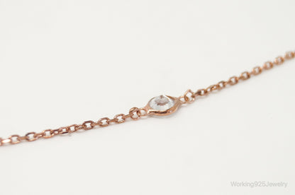Vintage Rose Gold Vermeil Cubic Zirconia Sterling Silver Necklace