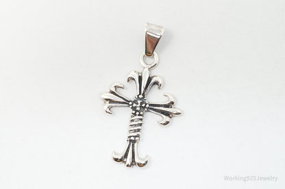 Vintage Large Cross Sterling Silver Necklace Pendant
