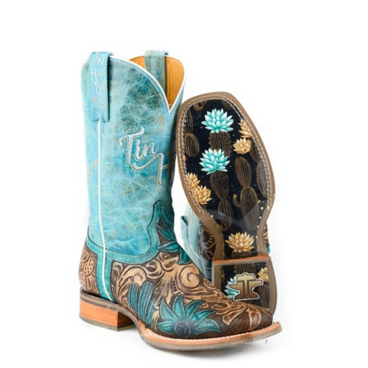 Tin Haul Cactus Flower - Women's Leather Cowgirl Boot