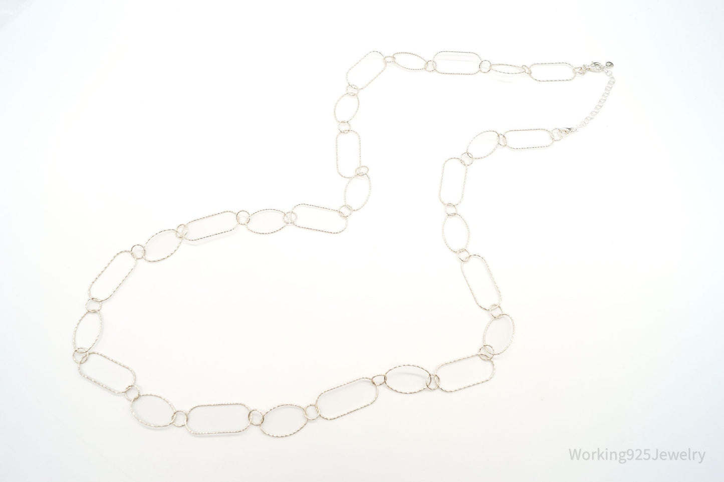 Vintage Designer Silpada Oval Link Textured Sterling Silver Necklace - 38"