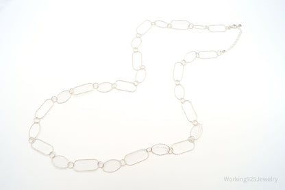 Vintage Designer Silpada Oval Link Textured Sterling Silver Necklace - 38"