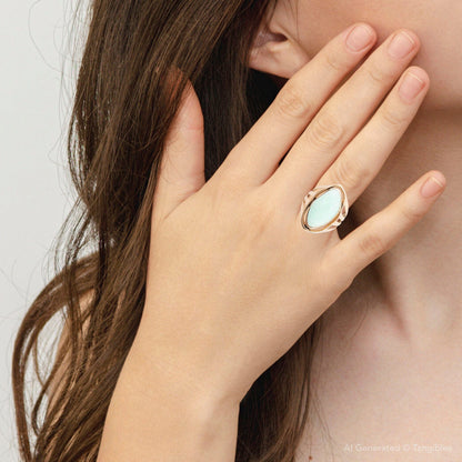Abstract Green Chrysoprase and Golden Ring
