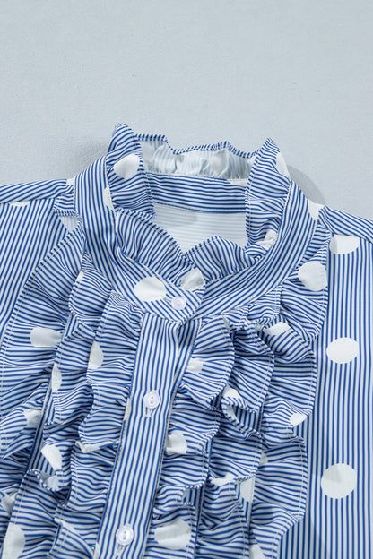 Alaina Pleated Ruffle Sleeve Shirt