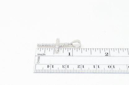 Vintage Cubic Zirconia Cross Sterling Silver Necklace Pendant