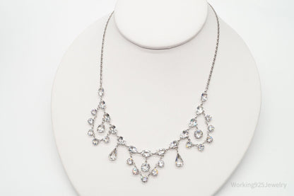 Antique Crystal Sterling Silver Necklace 16"
