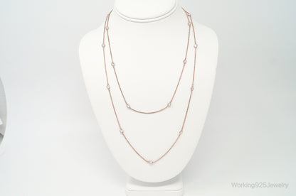 Vintage Rose Gold Vermeil Cubic Zirconia Sterling Silver Necklace