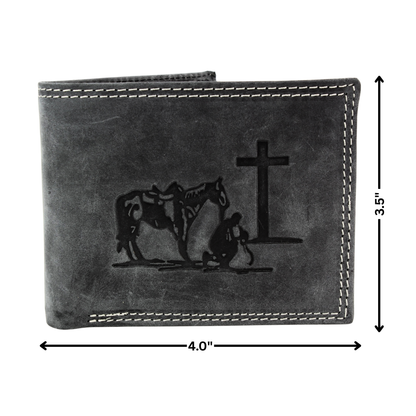 Praying Cowboy Leather Wallet | Branding Iron Western Wear