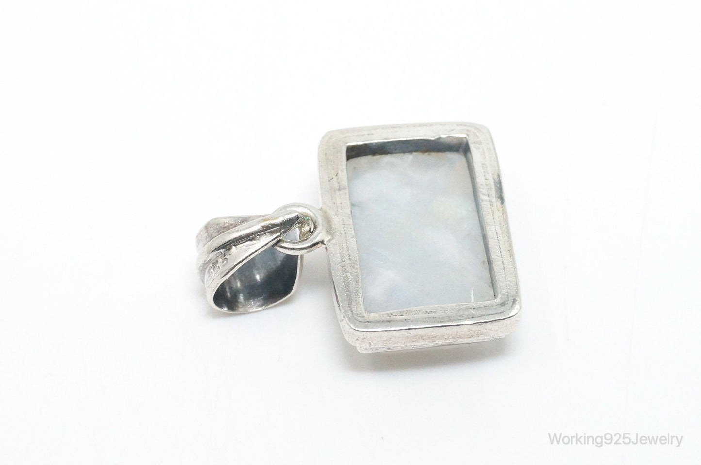 Vintage Large Moonstone Sterling Silver Necklace Pendant