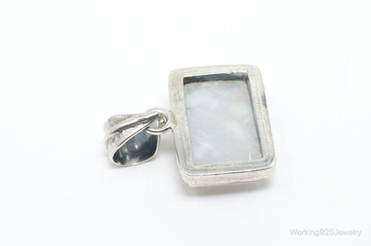 Vintage Large Moonstone Sterling Silver Necklace Pendant