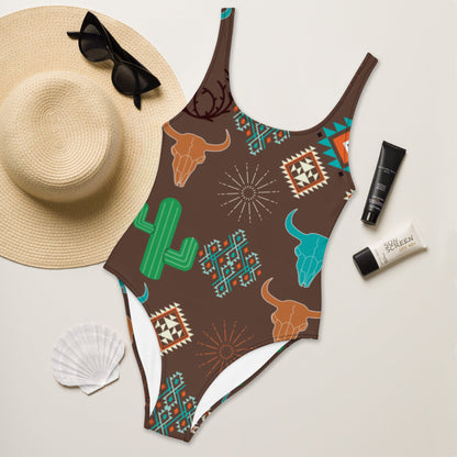 Baha Ranch Yeehaw Bullhead Cactus One-Piece Swimsuit